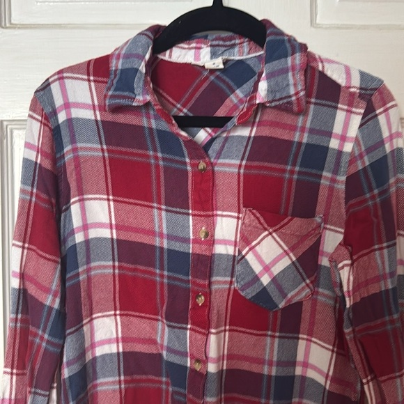 Aeropostale Lightweight Flannel Button Up Long Sleeve Women's Shirt Size Medium - Picture 2 of 8